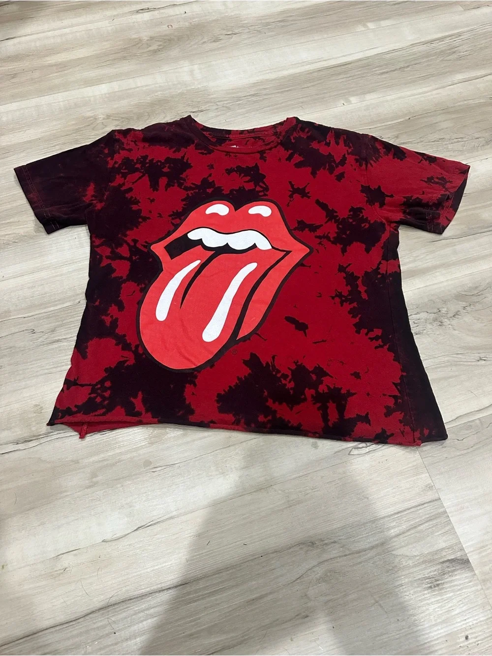 Rolling Stones Tongue Logo T Shirt Women’s Small Red Black Tie Dye band tee